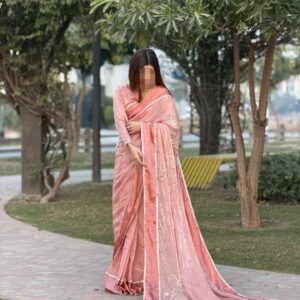 Silk Whisper Peach Saree